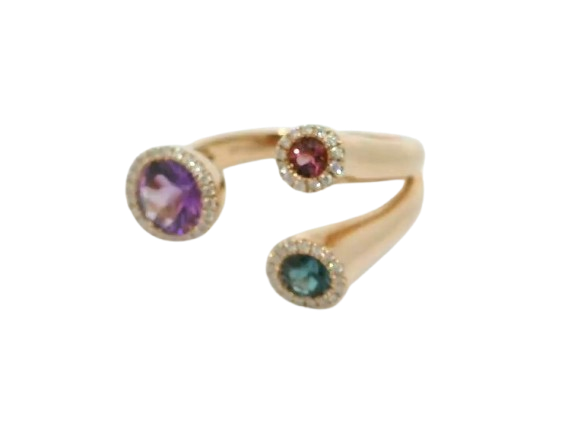 stilvoll anders - Trinity Design Ring mit Brillanten und Farbsteinen – Bild 2