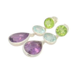 Farbkaskade - lange Ohrstecker mit Peridot, Topas und Amethyst